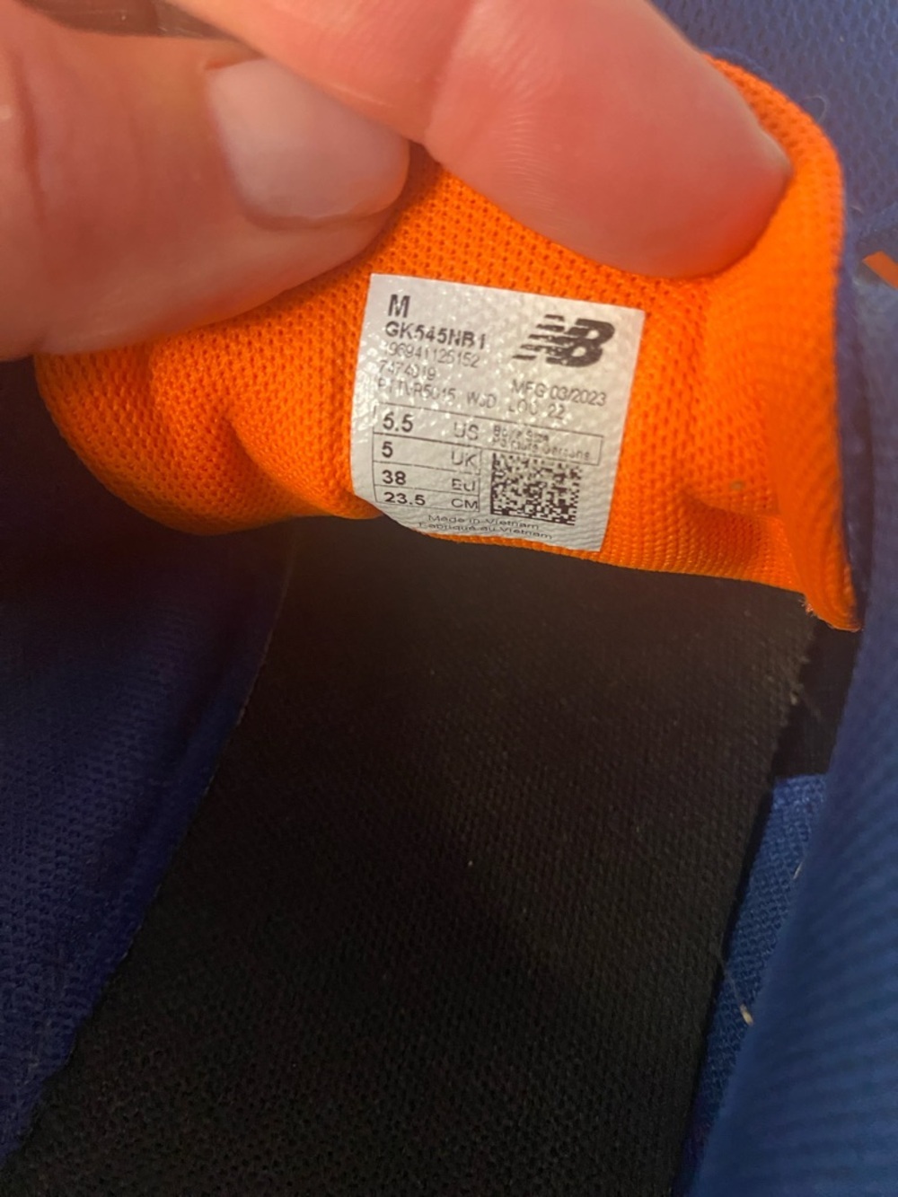 New Balance Blue Kids Sneakers with Orange and White Details - Picture 4 of 12